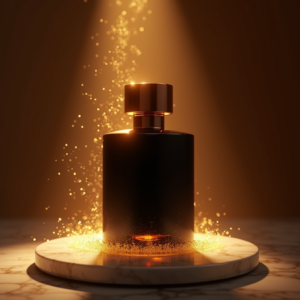 Food — Sleek Matte-black Perfume Bottle With A Product Ads #0091 (Dreamina)