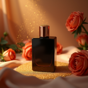 Food — Sleek Matte-black Perfume Bottle With A Product Ads #0127 (Dreamina)