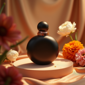 Food — Sleek Matte-black Perfume Bottle With A Product Ads #0139 (Dreamina)