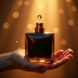 Food — Sleek Matte-black Perfume Bottle With A Product Ads #0223 (Dreamina)