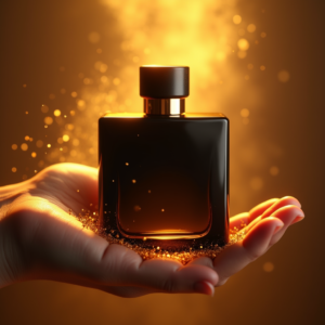 Food — Sleek Matte-black Perfume Bottle With A Product Ads #0232 (Ideogram)