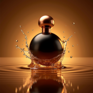 Food — Sleek Matte-black Perfume Bottle With A Product Ads #0256 (Ideogram)