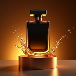 Food — Sleek Matte-black Perfume Bottle With A Product Ads #0280 (Ideogram)