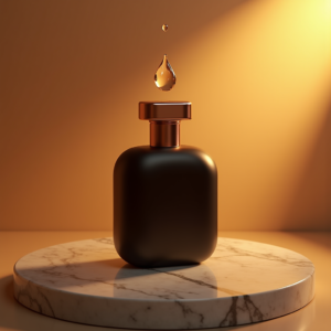 Food — Sleek Matte-black Perfume Bottle With A Product Ads #0292 (Ideogram)