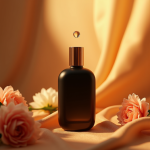 Food — Sleek Matte-black Perfume Bottle With A Product Ads #0328 (Ideogram)
