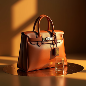 Food — Tailored Leather Handbag With Polished Gold Product Ads #0016 (Ideogram)