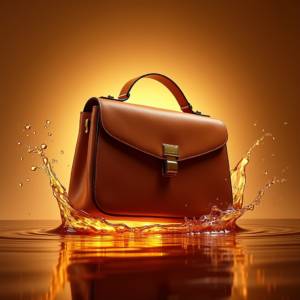 Food — Tailored Leather Handbag With Polished Gold Product Ads #0052 (Ideogram)