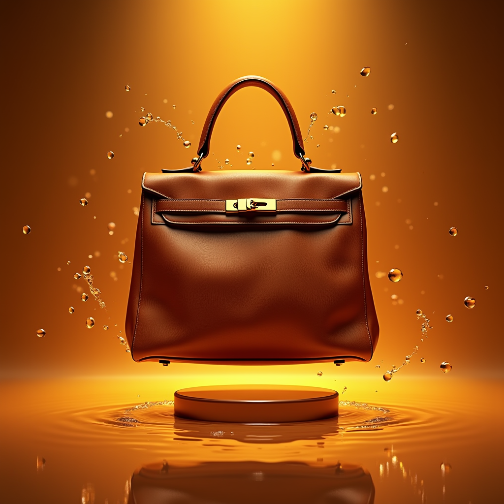 Food — Tailored Leather Handbag With Polished Gold Product Ads #0070 (FLUX)