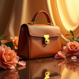Food — Tailored Leather Handbag With Polished Gold Product Ads #0124 (Ideogram)