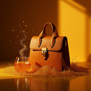 Food — Tailored Leather Handbag With Polished Gold Product Ads #0202 (FLUX)