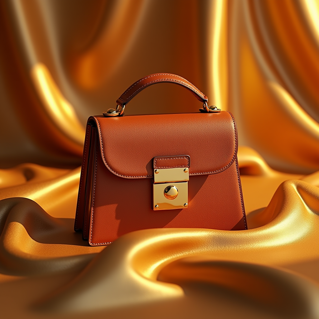 Food — Tailored Leather Handbag With Polished Gold Product Ads #0208 (Ideogram)