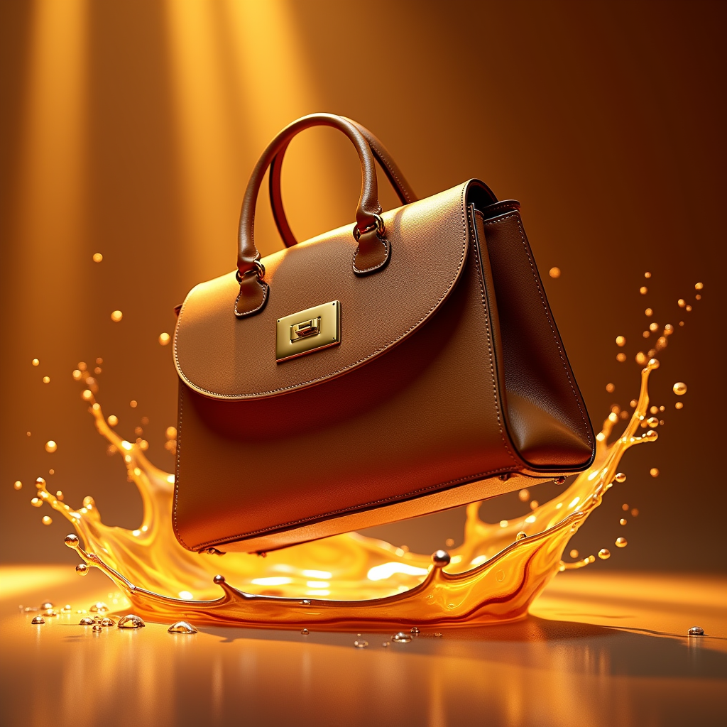 Food — Tailored Leather Handbag With Polished Gold Product Ads #0253 (ChatGPT)