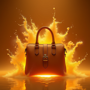 Food — Tailored Leather Handbag With Polished Gold Product Ads #0271 (Dreamina)