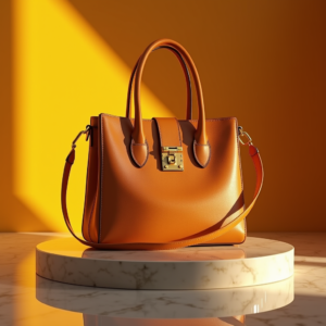 Food — Tailored Leather Handbag With Polished Gold Product Ads #0301 (ChatGPT)