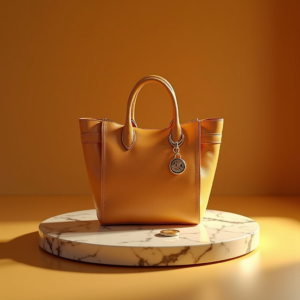 Food — Tailored Leather Handbag With Polished Gold Product Ads #0319 (Dreamina)
