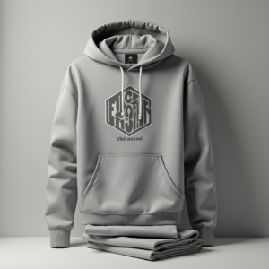 Hoodie — Bold Minimalist Logo Mark Centered On Commercial Design #0169 (Dreamina)