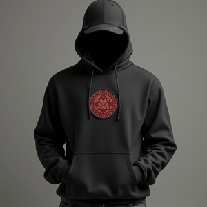 Hoodie — Embroidered-style Emblem Mockup On A Structured Commercial Design #0004 (FLUX)