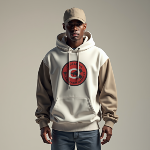 Hoodie — Embroidered-style Emblem Mockup On A Structured Commercial Design #0016 (FLUX)