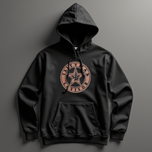 Hoodie — Embroidered-style Emblem Mockup On A Structured Commercial Design #0076 (FLUX)