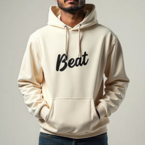 Hoodie — Hand-lettered Typographic Design Across A Cream Commercial Design #0002 (Midjourney)