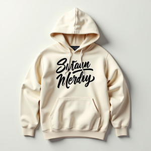 Hoodie — Hand-lettered Typographic Design Across A Cream Commercial Design #0074 (Midjourney)