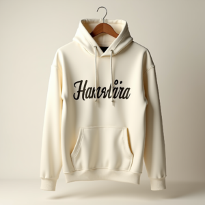 Hoodie — Hand-lettered Typographic Design Across A Cream Commercial Design #0086 (Midjourney)