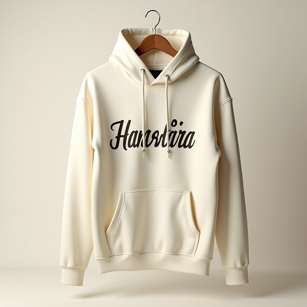 Hoodie — Hand-lettered Typographic Design Across A Cream Commercial Design #0086 (Midjourney)