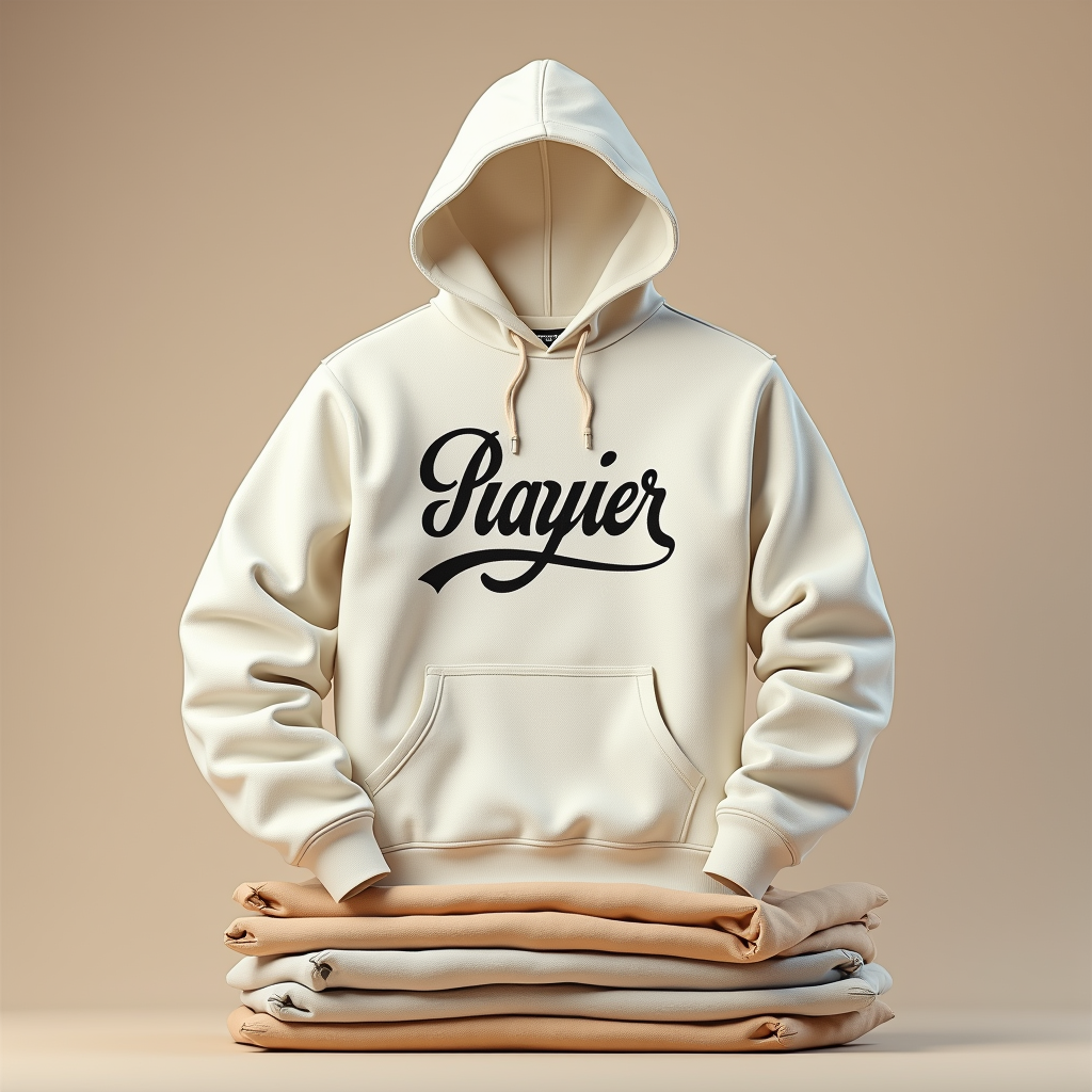 Hoodie — Hand-lettered Typographic Design Across A Cream Commercial Design #0098 (Midjourney)