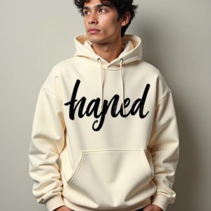 Hoodie — Hand-lettered Typographic Design Across A Cream Commercial Design #0263 (Leonardo)