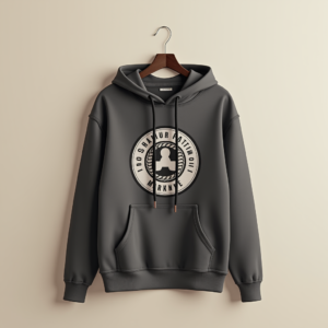 Hoodie — Retro Badge-style Logo Centered On A Commercial Design #0198 (Gemini)