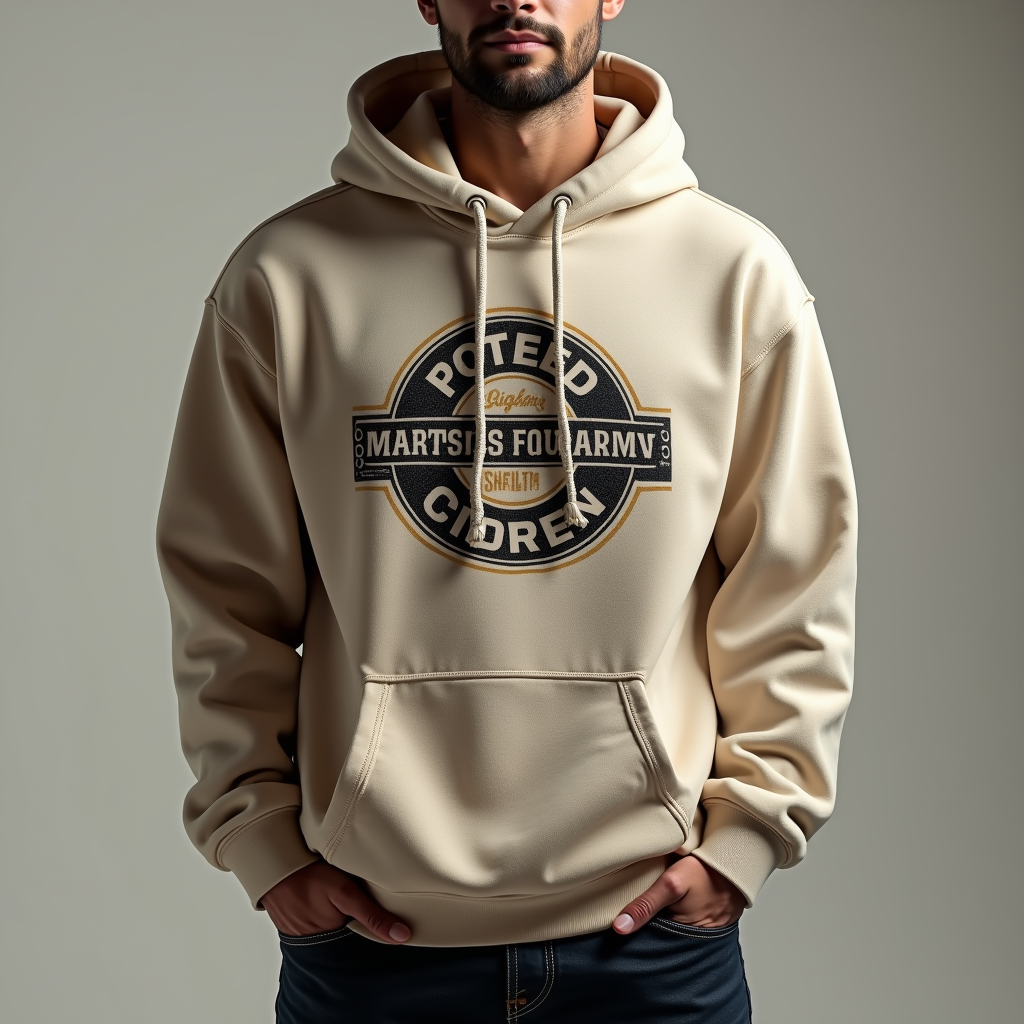 Hoodie — Retro Badge-style Logo Centered On A Commercial Design #0216 (Seedream)