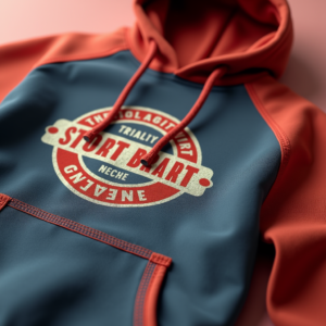 Hoodie — Retro Badge-style Logo Centered On A Commercial Design #0291 (Stable Diffusion)