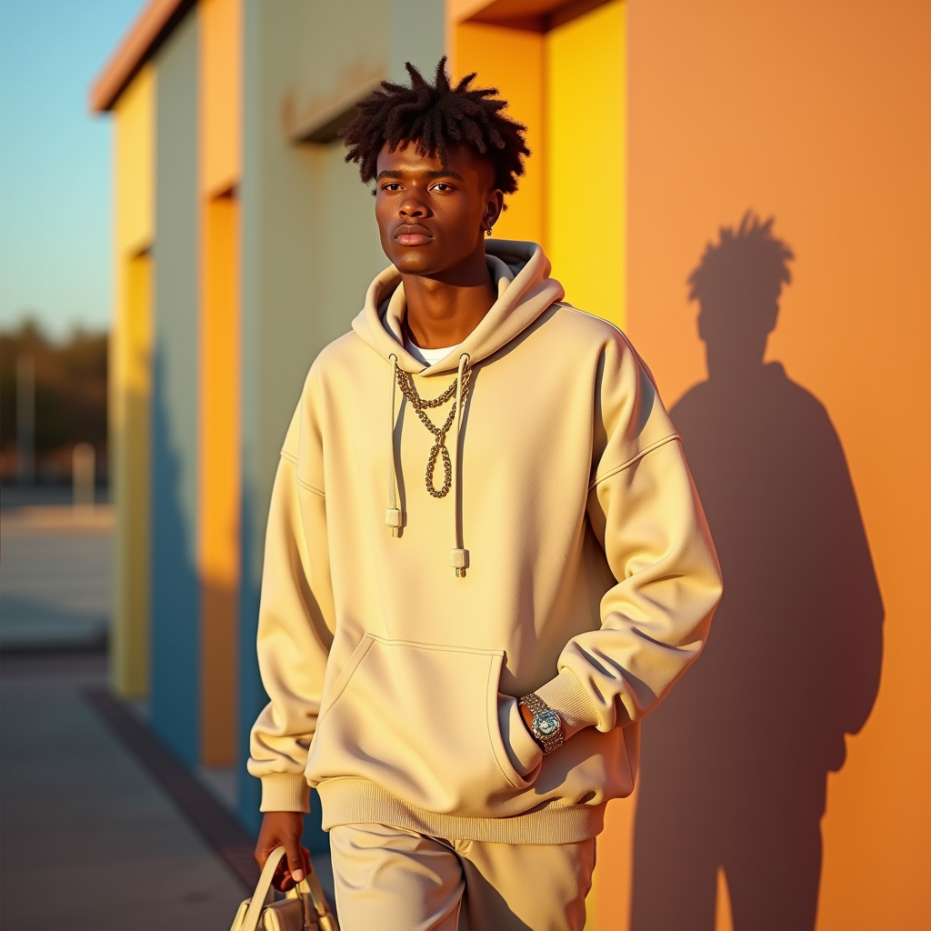 Influencer Photos — Stylish Young Man In A Cream Social Media #0062 (Seedream)