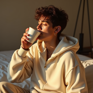 Influencer Photos — Stylish Young Man In A Cream Social Media #0092 (Gemini)