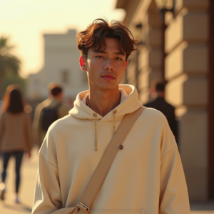 Influencer Photos — Stylish Young Man In A Cream Social Media #0170 (Seedream)