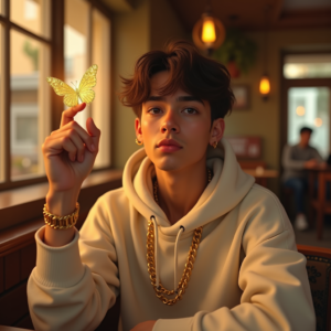 Influencer Photos — Stylish Young Man In A Cream Social Media #0182 (Seedream)