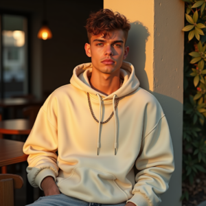 Influencer Photos — Stylish Young Man In A Cream Social Media #0194 (Seedream)