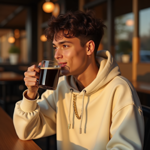 Influencer Photos — Stylish Young Man In A Cream Social Media #0200 (Gemini)