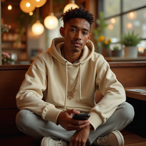 Influencer Photos — Stylish Young Man In A Cream Social Media #0212 (Gemini)