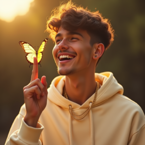 Influencer Photos — Stylish Young Man In A Cream Social Media #0218 (Seedream)