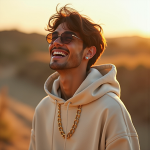 Influencer Photos — Stylish Young Man In A Cream Social Media #0224 (Gemini)