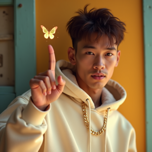 Influencer Photos — Stylish Young Man In A Cream Social Media #0247 (Krea)