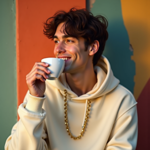 Influencer Photos — Stylish Young Man In A Cream Social Media #0265 (Leonardo)