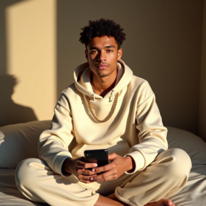 Influencer Photos — Stylish Young Man In A Cream Social Media #0313 (Leonardo)