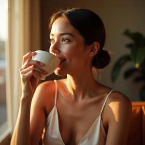 Influencer Photos — Woman With A Sleek Low Bun Social Media #0232 (Midjourney)