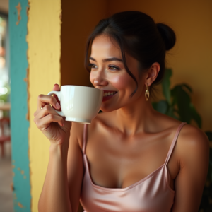 Influencer Photos — Woman With A Sleek Low Bun Social Media #0268 (Midjourney)