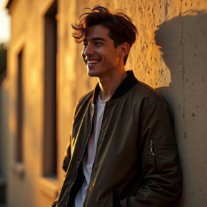 Influencer Photos — Young Man In A Bomber Jacket Social Media #0018 (FLUX)