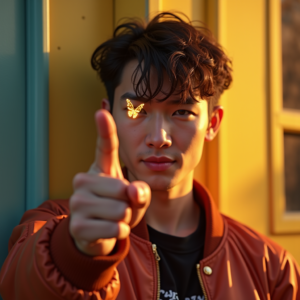 Influencer Photos — Young Man In A Bomber Jacket Social Media #0042 (FLUX)