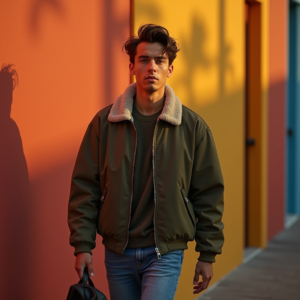 Influencer Photos — Young Man In A Bomber Jacket Social Media #0066 (FLUX)