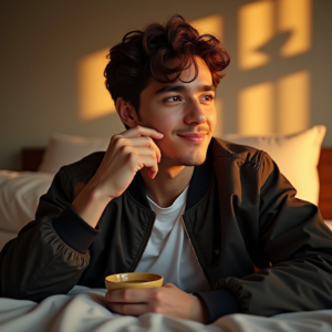Influencer Photos — Young Man In A Bomber Jacket Social Media #0096 (Ideogram)